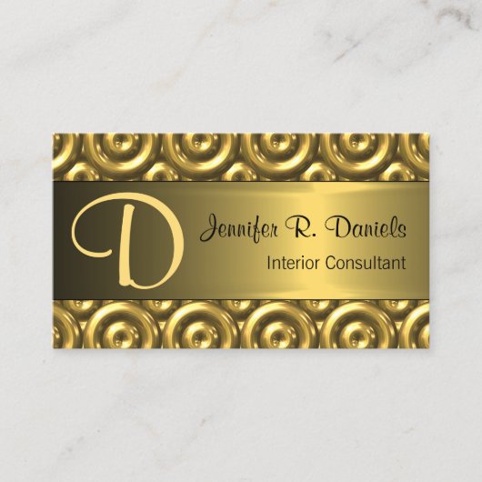 光沢のあるフェイク金ゴールドの3D抽象芸術円モザイクパターン 名刺 (正面)