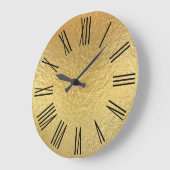光沢のあるフェイク金ゴールドホイル黒ローマ数字 ラージ壁時計 (傾斜)
