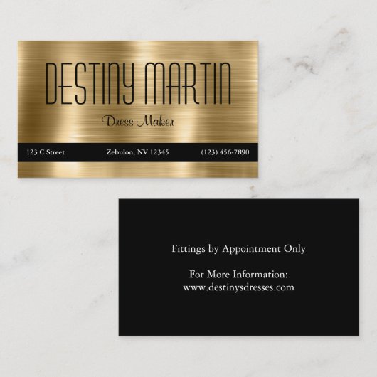 光沢のあるフェイク金属金ゴールドブラック連絡バー 名刺 (正面/裏面)