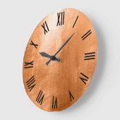 光沢のあるフェイク銅箔ブラックローマ数字 ラージ壁時計 (傾斜)