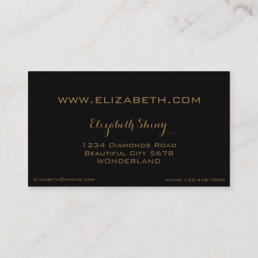光沢のあるフェスティバルエレガントダイヤモンドブラックセピア 名刺 (裏面)