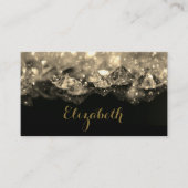 光沢のあるフェスティバルエレガントダイヤモンドブラックセピア 名刺 (正面)