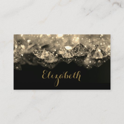 光沢のあるフェスティバルエレガントダイヤモンドブラックセピア 名刺 (正面)