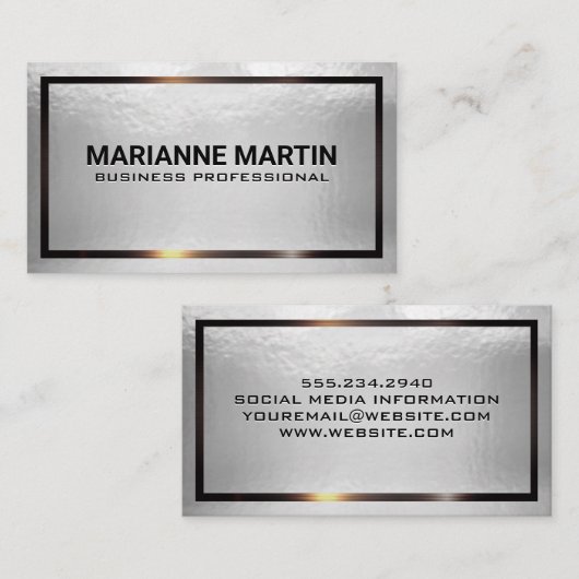 光沢のあるフォイルテクスチャ |メタリック縁ど 名刺 (正面/裏面)