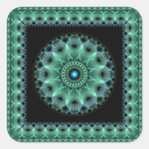 光沢のあるフラクタル放射オーナメント スクエアシール