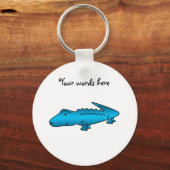 光沢のあるブルーアリゲーター キーホルダー (正面)