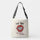 光沢のあるブレース、赤い唇、モル、および太い睫毛 クロスボディバッグ (正面)