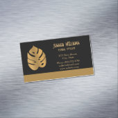 光沢のあるブロンズの花モンステラ葉の黒色の マグネット名刺 (インサイチュ)