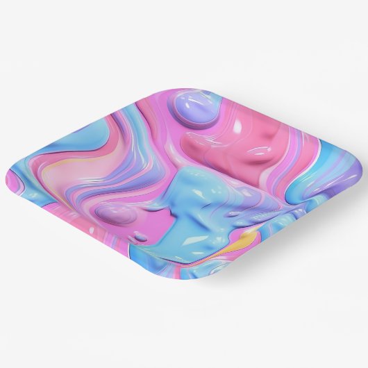 光沢のあるプラスチック気泡抽象芸術 ペーパープレート (傾斜あり)