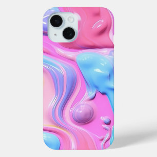 光沢のあるプラスチック気泡抽象芸術 iPhone 15ケース
