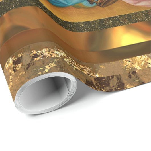 光沢のあるベビーのイエス・キリストの訪問のクリスマス(15の足) ラッピングペーパー (ロールコーナー)