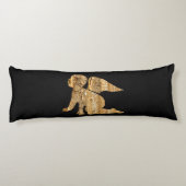 光沢のあるベビーエンジェルウィングスブラック金ゴールド天使 ボディピロー (裏面)