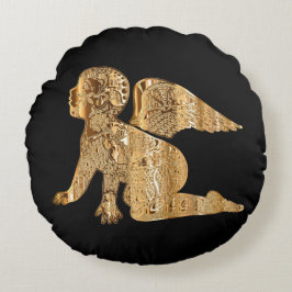 光沢のあるベビーエンジェルウィングスブラック金ゴールド天使 ラウンドクッション
