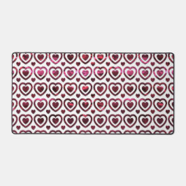 光沢のあるホットピンクバレンタインラブハート デスクマット