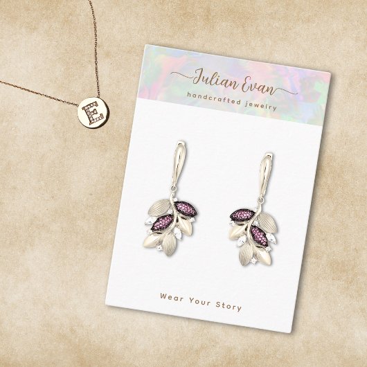 光沢のあるホログラフィックオーラオパールストーンジュエリーディスプレイ 名刺