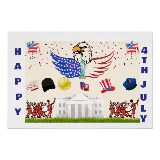 光沢のあるポスター – 7月4日 ポスター (正面)