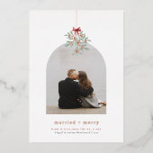 光沢のあるミスタントー魔法ミニマルアーチフォトクリスマス 箔シーズンカード (正面)