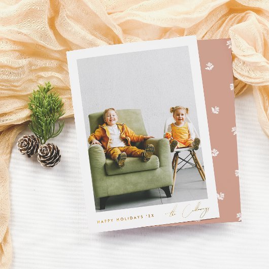 光沢のあるミニマリストのクリスマス |写真シンプルのスクリプト 箔シーズンカード