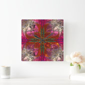 光沢のあるメタライザーの赤とピンクのガラスの壁掛け時計 スクエア壁時計 (ホーム)