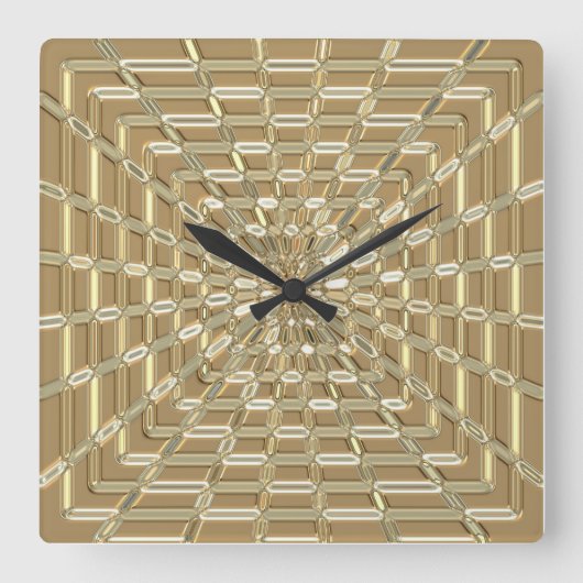 光沢のあるメタライザーガラスアートウォールクロック スクエア壁時計 (正面)