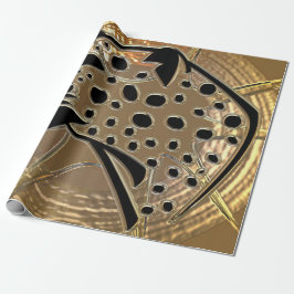 光沢のあるメタライザーシルバーと黒ガラスのチーサ ラッピングペーパー