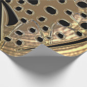 光沢のあるメタライザーシルバーと黒ガラスのチーサ ラッピングペーパー (角)