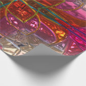 光沢のあるメタライザー赤とピンクのガラスのギフトラップ ラッピングペーパー (角)