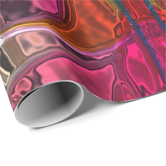 光沢のあるメタライザー赤とピンクのガラスのギフトラップ ラッピングペーパー (ロールコーナー)