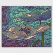 光沢のあるメタライザー青い花ガラスの贈り物紙 ラッピングペーパー (フラット)