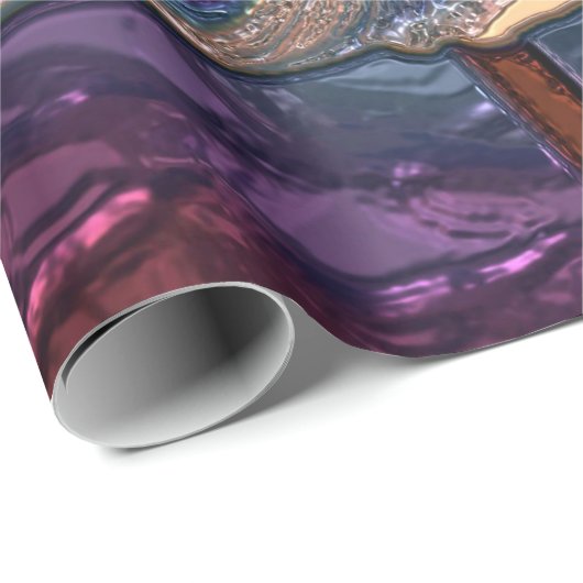 光沢のあるメタライザー青い花ガラスの贈り物紙 ラッピングペーパー (ロールコーナー)