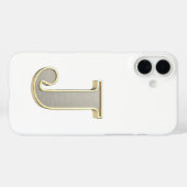 光沢のあるメタリックシルバーの文字J Case-Mate iPhoneケース (裏面 (横))