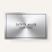 光沢のあるメタリックシルバーテクスチャブラックのアクセント バッジ (裏面)