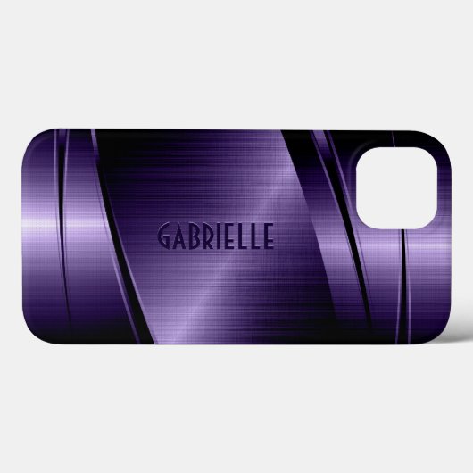 光沢のあるメタリックダークブルーのブラシ仕上げアルミルック Case-Mate iPhoneケース (裏面 (横))