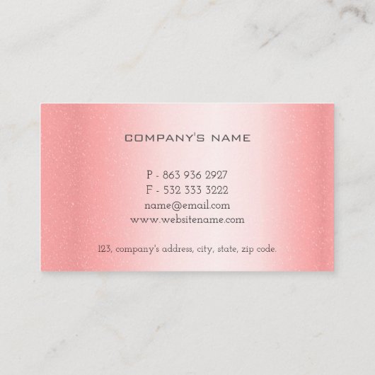 光沢のあるメタリックバラピンク金ゴールドドリップファンシー 名刺 (裏面)