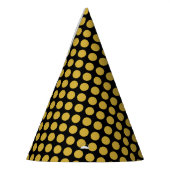 光沢のあるメタリックパーティードットを持つシックなブラック金ゴールド帽子 パーティーハット (左)