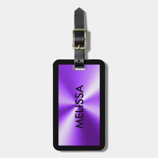 光沢のあるメタリックパープルプリント ラゲッジタグ (正面縦)