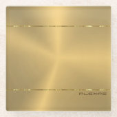 光沢のあるメタリックフェイク金ゴールド背景 ガラスコースター (正面)