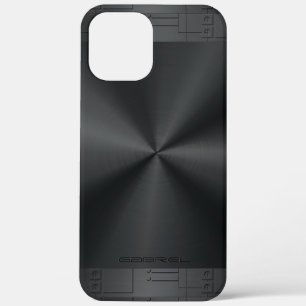 光沢のあるメタリックブラックジオメトリックアクセント iPhone 12 PRO MAX ケース
