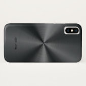 光沢のあるメタリックブラックステンレス鋼の外観 Case-Mate iPhoneケース (裏面(横))