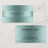 光沢のあるメタリックブルーグリーンのイメストライプージ 名刺 (正面/裏面)