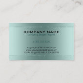 光沢のあるメタリックブルーグリーンのイメストライプージ 名刺 (裏面)