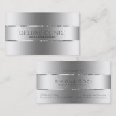 光沢のあるメタリック銀の背景 名刺 (正面/裏面)