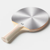 光沢のあるメタリック銀テクスチャモノグラム 卓球ラケット (正面アングル)