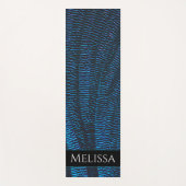 光沢のあるメタリック鮮やかブルーの抽象芸術あなたの名前 ヨガマット (正面)