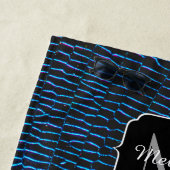 光沢のあるメタリック鮮やかブルー抽象芸術モノグラム ビーチタオル (インサイチュ)