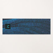 光沢のあるメタリック鮮やかブルー抽象芸術モノグラム ヨガマット (正面(横))