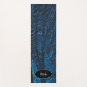 光沢のあるメタリック鮮やかブルー抽象芸術モノグラム ヨガマット (正面)