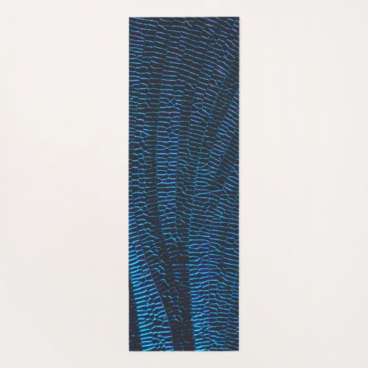 光沢のあるメタリック鮮やかブルー抽象芸術モノグラム ヨガマット (裏面)