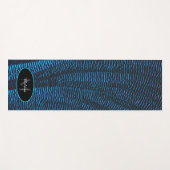 光沢のあるメタリック鮮やかブルー抽象芸術モノグラム ヨガマット (正面(横))