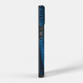 光沢のあるメタリック鮮やかブルー抽象芸術モノグラム iPhoneケース (右側面)